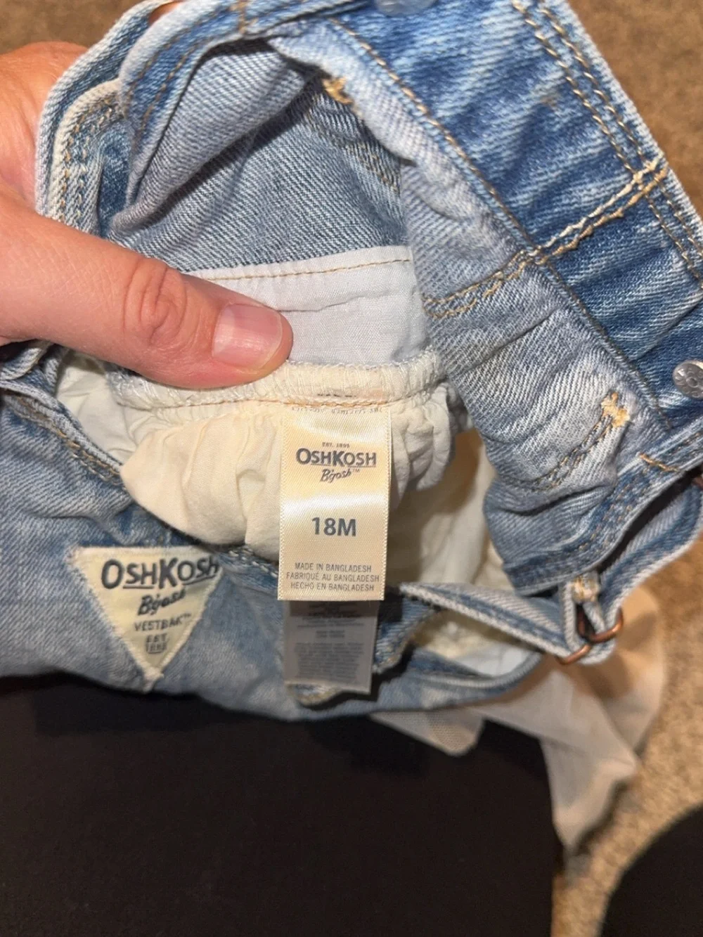 OshKosh B'gosh Denim & White Tulle Overall Dress